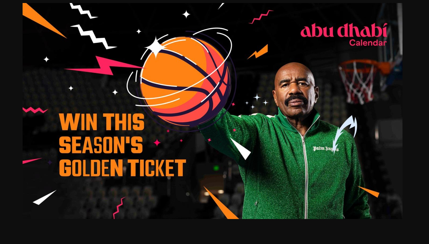 Steve Harvey holding a glowing basketball with “Win This Season's Golden Ticket” text overlay
